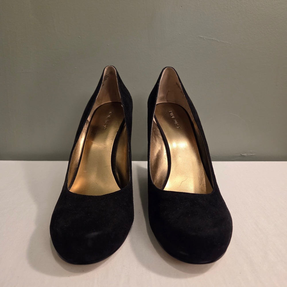 Nine West Suede Leather Wedge Heels Women's Size 9.5 Black - Picture 4 of 8